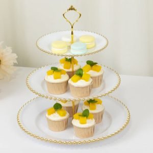14" White and Gold Cupcake Tower