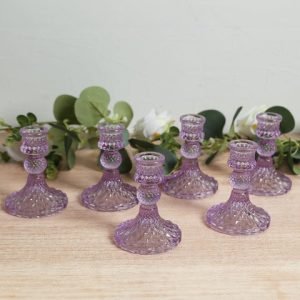 4" Lilac Glass Taper Candle Holder