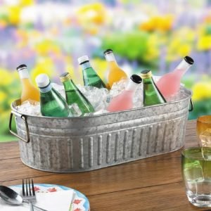 Galvanized Oval Tub, 20.27" L x 11.22" W