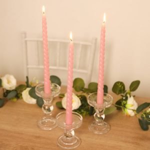 Pink Swirl Taper Candles