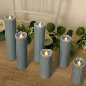 Dusty Blue LED Pillar Candle