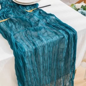 1pc Cheesecloth Table Runner, Boho Style Long Gauze Romantic Table Runner