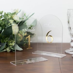 Clear Arch Acrylic Table Numbers Gold