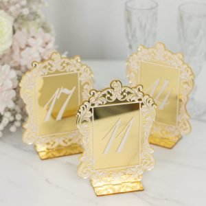 Gold Mirror Arch Table Numbers