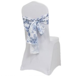 Blue French Toile Chair Sash